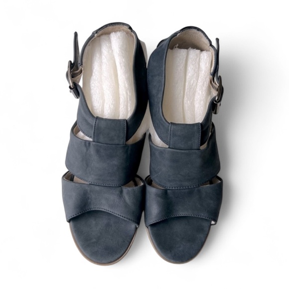 Bargala Vintage Women's Navy Suede Open Toe Heels Sz 39/8-8.5 - Picture 1 of 10
